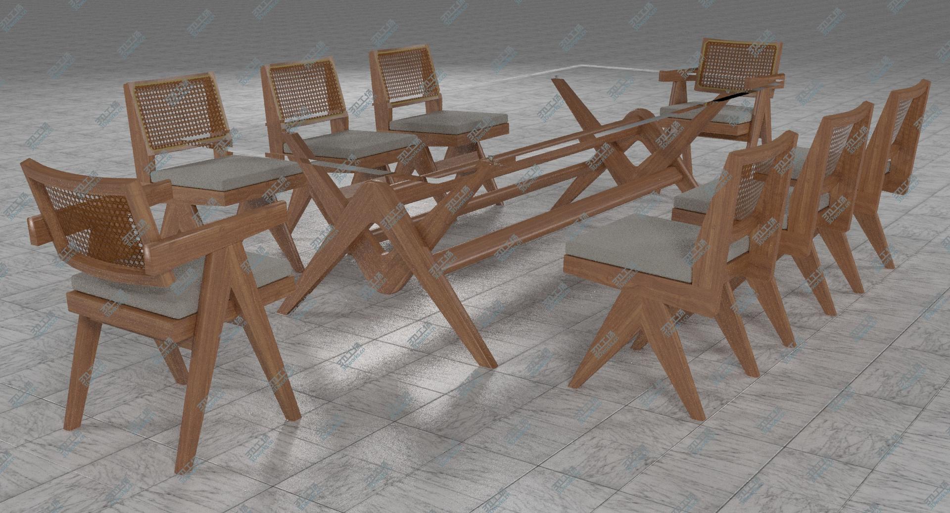 images/goods_img/202105073/3D Cassina Jeanneret Capitol Complex Glass Table with Office Chair and Wooden Chair Set/2.jpg